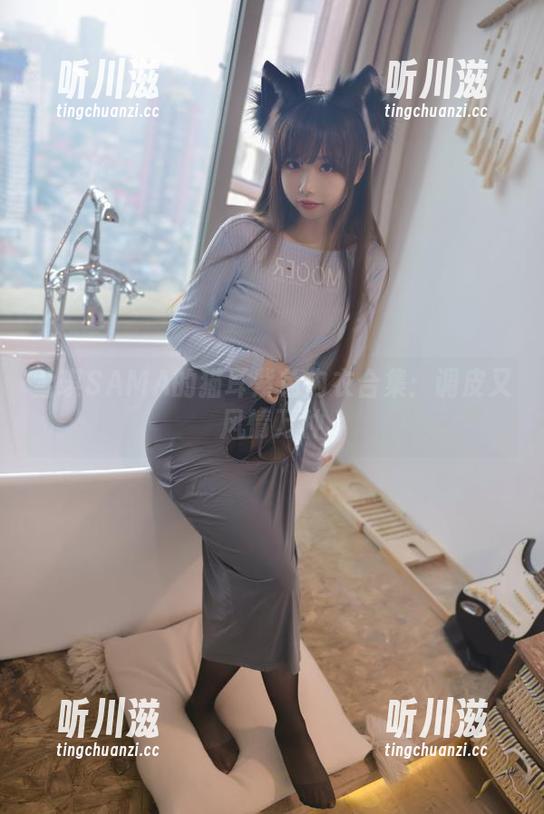 雪琪SAMA的猫耳紫色内衣合集：调皮又风情万种